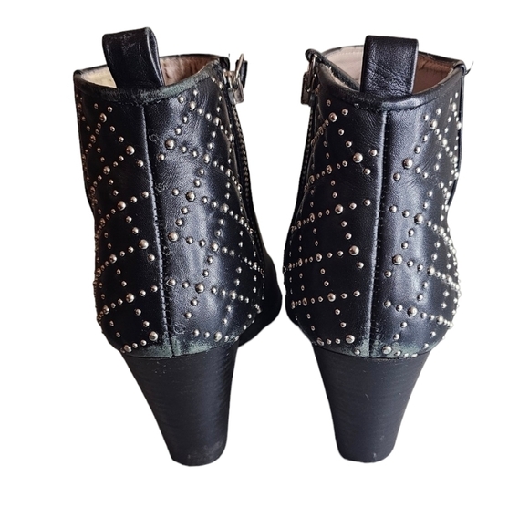 Zara black Studded Women's bootie Shoes 3.5" Chunk Heel Zipper Closure EU 39 - Picture 4 of 13